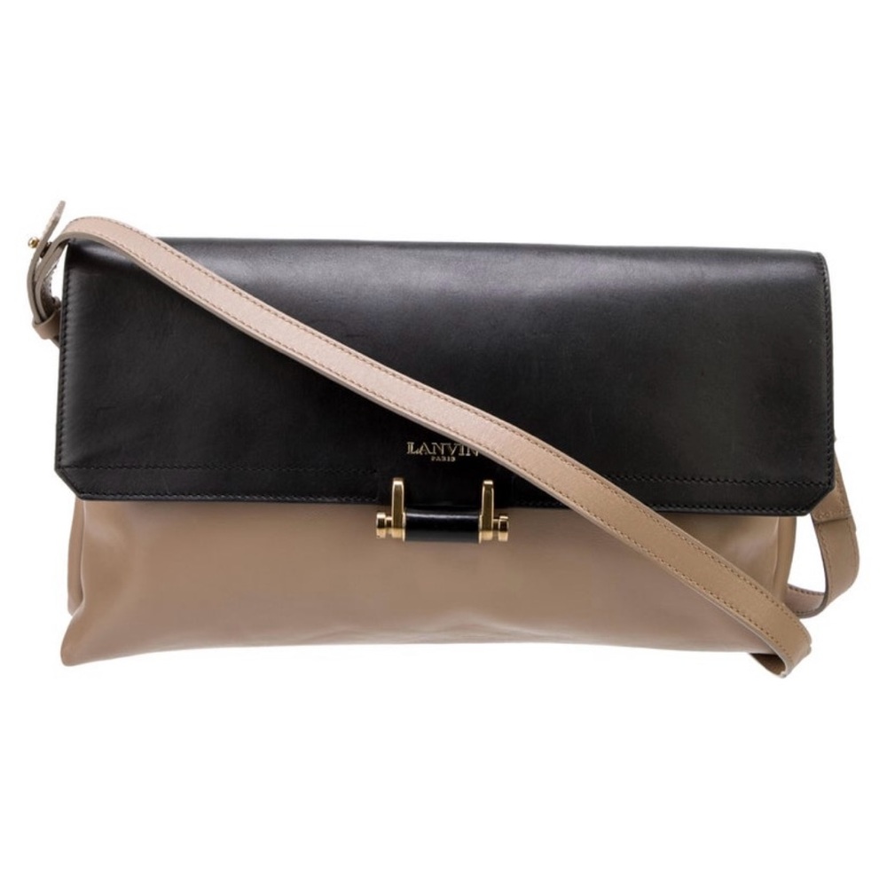 Lanvin Logo Black and Tan Crossbody / Shoulder Bag - Made in Italy - Authentic
